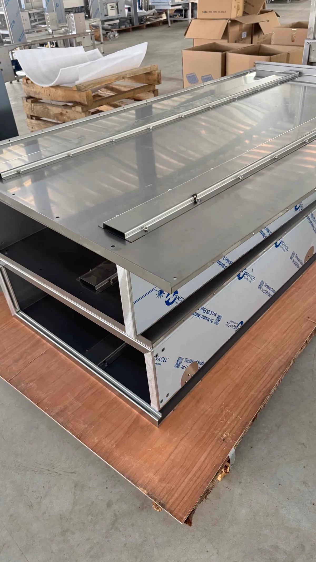 V-TAI JD-3 stainless steel chamber under assembly on the production line